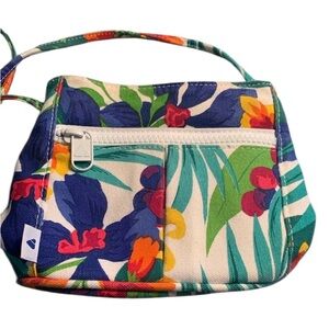 Liz Claiborne Vintage tropical floral canvas crossbody bag, good used condition